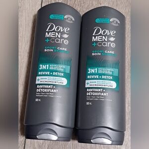 2 New Dove Men+Care Sport Care 3-in-1 With Wild Mint Oil Body, Face & Hair Wash